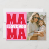 レトロ母の日フォトピンク赤 カード (正面)