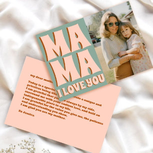 レトロ母の日フォトブルーピンク カード