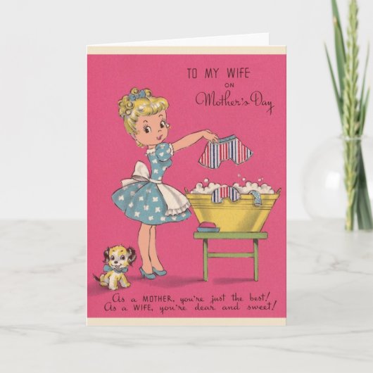 レトロ母の日妻へのグリーティングカード カード (正面)