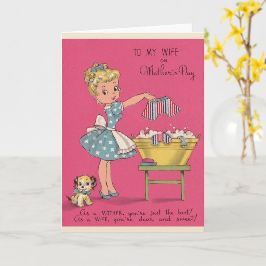 レトロ母の日妻へのグリーティングカード カード (黄色い花)