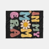 レトロ母の時代かわいいママ女の母の日 フリースブランケット (正面(横))