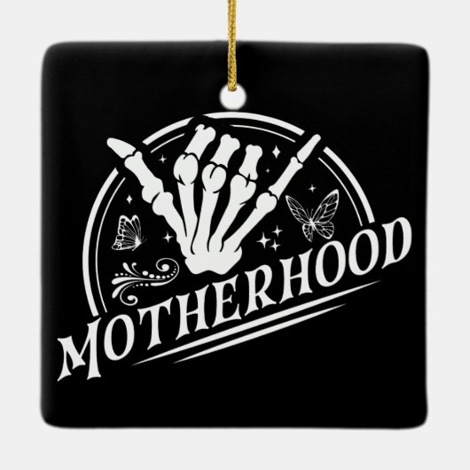 レトロ母性ロックスケルトン皮肉ママのギフト セラミックオーナメント (裏面)