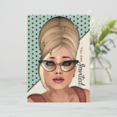 レトロ毛おもしろい及び美しいサロンイベント招待状 招待状 (スタンド正面)