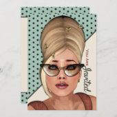 レトロ毛おもしろい及び美しいサロンイベント招待状 招待状 (正面/裏面)