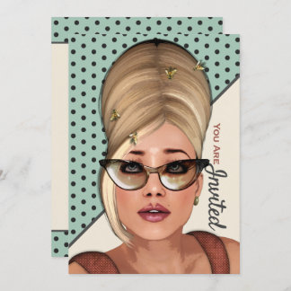 レトロ毛おもしろい及び美しいサロンイベント招待状 招待状