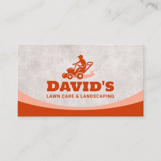 レトロ気に芝生と造園ライディングモーワーロゴ 名刺 (正面)