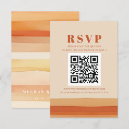 レトロ水の色のストライプテラコッタオレンジQRコード 出欠カード