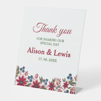 レトロ水カラー花模様 台座サイン