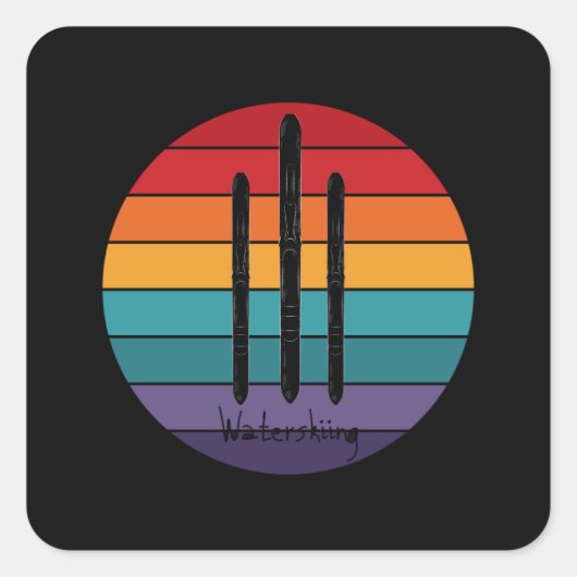 レトロ水上スキー – ウォータースキー スクエアシール (正面)