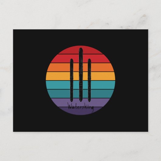 レトロ水上スキー – ウォータースキー ポストカード (正面)