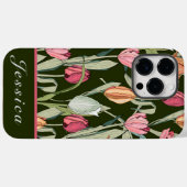 レトロ水彩チューリップ花模様 Case-Mate iPhoneケース (裏面 (横))