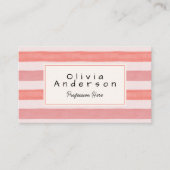 レトロ水彩ピンクレッドストライプトレンディーガーリーおもしろい 名刺 (正面)