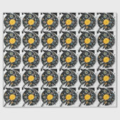 レトロ水彩フローラ誕生日レコード ラッピングペーパー (フラット)