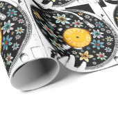 レトロ水彩フローラ誕生日レコード ラッピングペーパー (ロールコーナー)