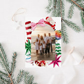 レトロ水彩家族の写真クリスマス シーズンカード