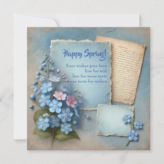 レトロ水彩春忘れ私ではない花 シーズンカード (正面)