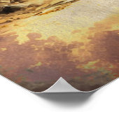 レトロ水彩海賊船パームツリーズ古い紙 ポスター (角)