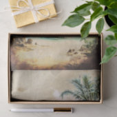 レトロ水彩海賊船パームツリーデクページ 薄葉紙 (ギフト)