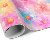 レトロ水彩花模様 ラッピングペーパー (ロールコーナー)