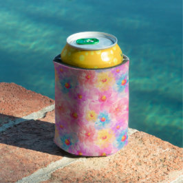 レトロ水彩花模様 缶クーラー