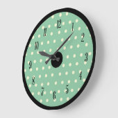 レトロ水玉模様と黒アクセント ラージ壁時計 (傾斜)