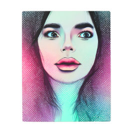 レトロ水玉模様グラデーション女性 メタルプリント