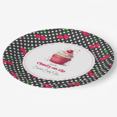 レトロ水玉模様テーマさくらんぼオントップベビーシャワー ペーパープレート (アングル)