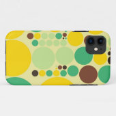 レトロ水玉模様パターン(緑、黄、茶色) Case-Mate iPhoneケース (裏面(横))