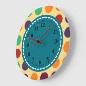 レトロ水玉模様パターン#8 ラージ壁時計 (傾斜)