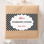 レトロ水玉模様パーソナライズされた手作りクッキー ラベル (インサイチュ)