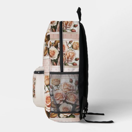 レトロ水玉模様ピンクラブ色彩の鮮やかバラ プリントバックパック (右)