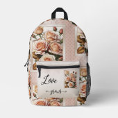 レトロ水玉模様ピンクラブ色彩の鮮やかバラ プリントバックパック (正面)