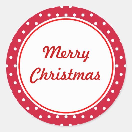 レトロ水玉模様メリークリスマスステッカー ラウンドシール (正面)