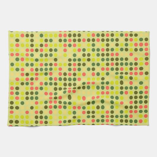 レトロ水玉模様モザイクパターン#10 キッチンタオル (横)