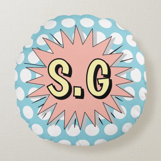 レトロ水玉模様50年代スタイル ラウンドクッション (正面)
