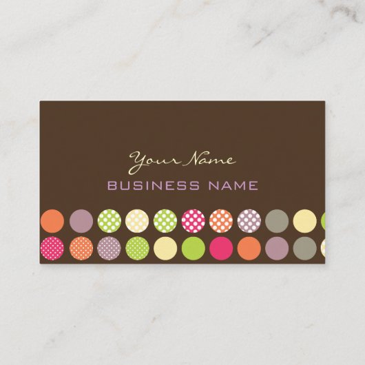 レトロ水玉模様/DIYの背景 名刺 (裏面)