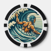 レトロ水球選手ポーカーチップ ポーカーチップ (正面)