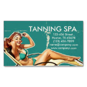 レトロ水着ピンアップガール美しいなめしサロン マグネット名刺 (正面)