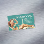 レトロ水着ピンアップガール美しいなめしサロン マグネット名刺 (インサイチュ)