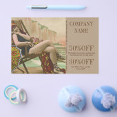 レトロ水着ファッション ビューティ タンニングサロン チラシ (シングル)