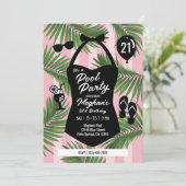 レトロ水着第21期バースデープール招待状(ピンク) 招待状 (スタンド正面)