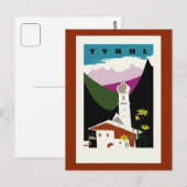 レトロ油パステルスケッチチロルオーストリア ポストカード (正面/裏面)