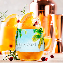 レトロ沿岸ビーチパームツリーズトロピカルズ結婚 ステムなしワイングラス