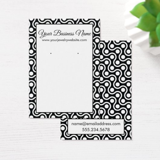 レトロ波とドットのパターンイヤリングディスプレイカード (デスク)