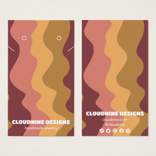 レトロ波イヤリングネックレスジュエリー表示カード (正面&裏面)