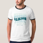 レトロ波ウェーブ シニア卒業 - どんな色でも Tシャツ (正面)