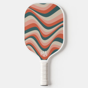 レトロ波カラフル状ストライプ溝状モノグラム ピックルボールラケット