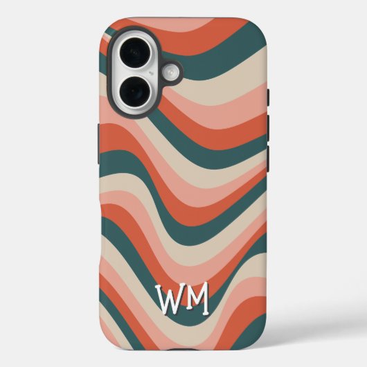 レトロ波カラフル状ストライプ溝状モノグラム Case-Mate iPhoneケース (裏面)