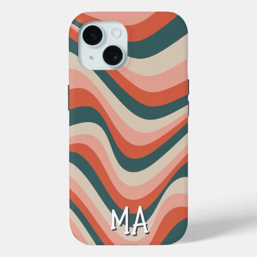 レトロ波カラフル状ストライプ溝状モノグラム Case-Mate iPhoneケース (裏面)