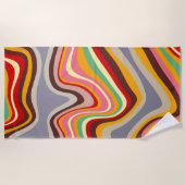 レトロ波ディスコ ビーチタオル (正面)